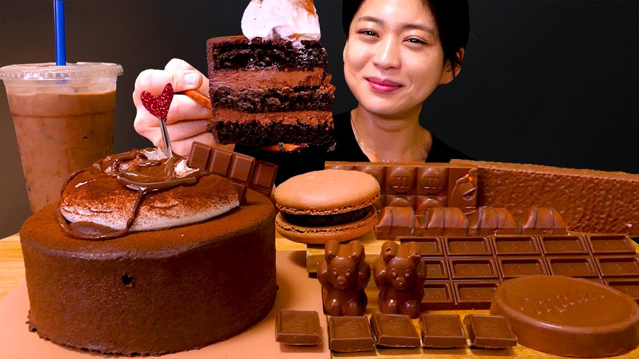 🍫초코특집!!😍제대로 된 당 충전 먹방❤ | TOUS les JOURS Chocolate cake Convenience store Nesquik, Milka ASMR Mukbang