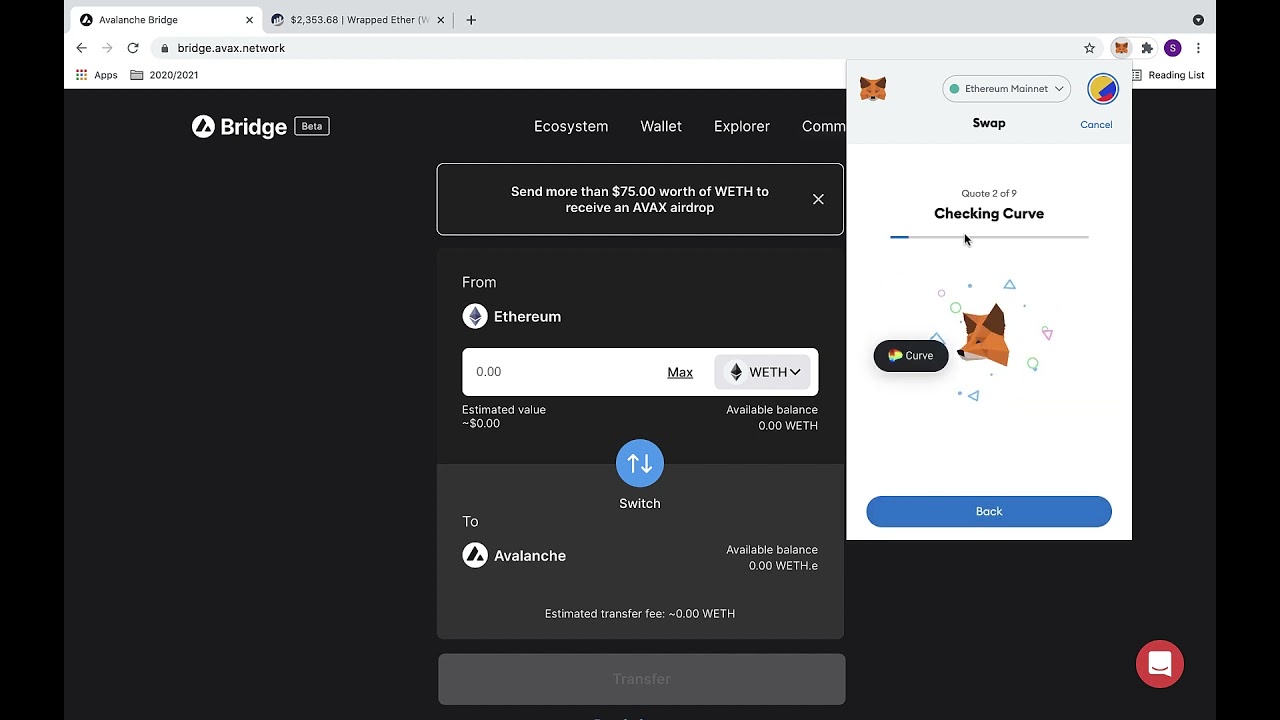 Avalanche Bridge  Converting ETH to WETH   Avalanche Tutorials