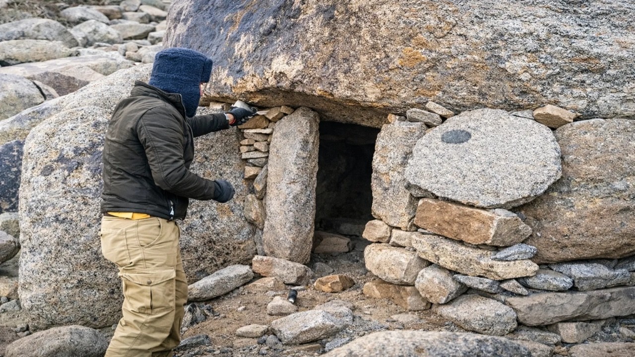 I Found a Hidden Stone Shelter in the Mountains | Solo Camping with Fire