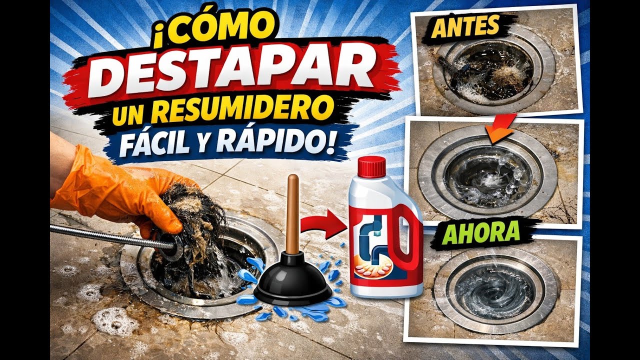 COMO DESTAPAR UN RESUMIDERO FACIL Y RAPIDO