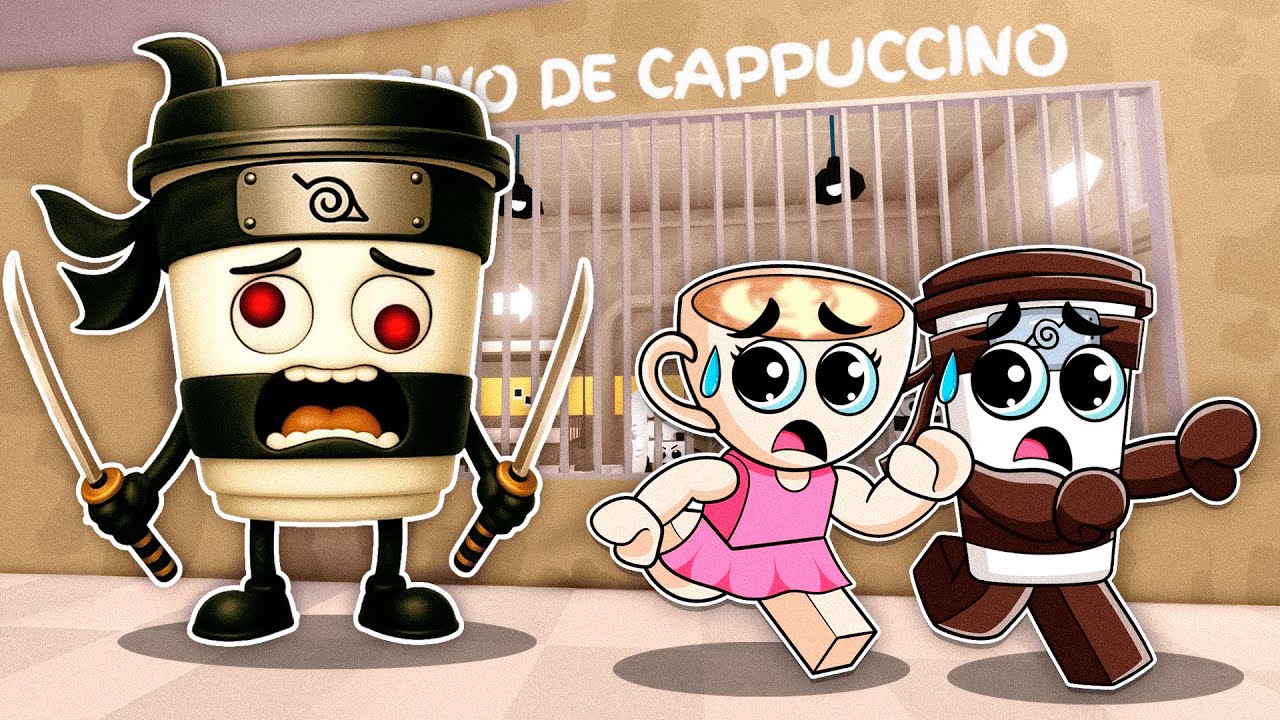 ESCAPA de la PRISION de CAPPUCHINO ASSASSINO en Roblox! ☕😱