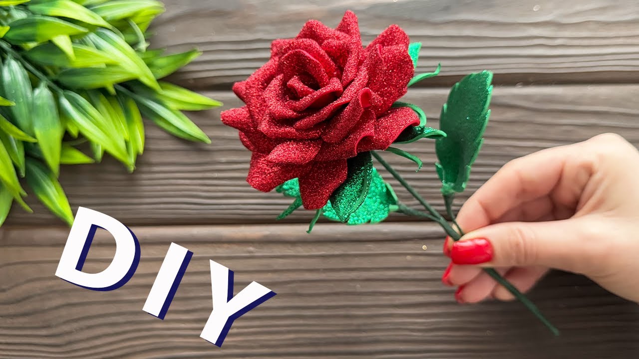 Step by Step Tutorial DIY Glitter Roses Made from Foam Sheets