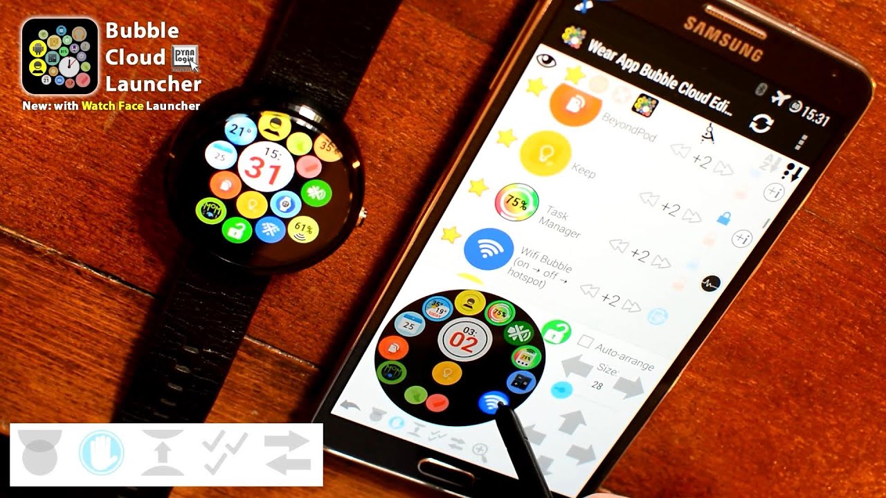 [v3.01] Bubble Cloud Wear Mini Launcher - watch face customization tutorial