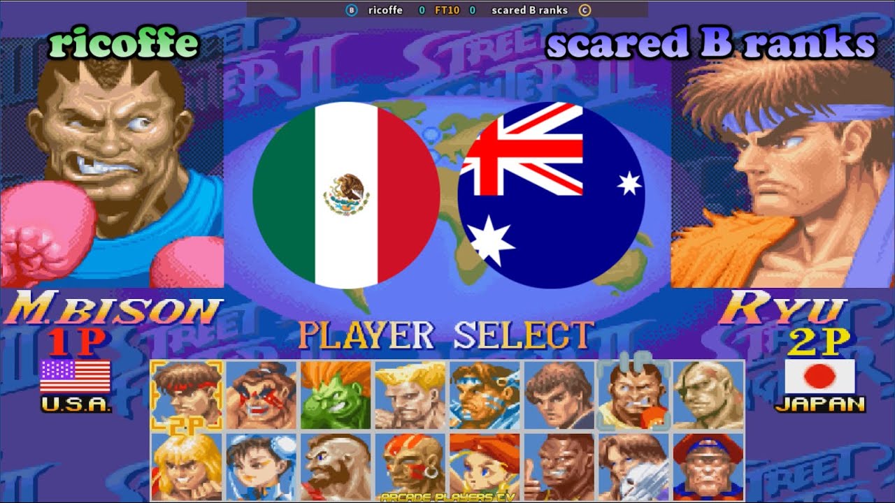 #fightcade  Super Street Fighter 2 Turbo ➤ ricoffe (Mexico) vs scared B ranks (Australia) 超级街霸2X