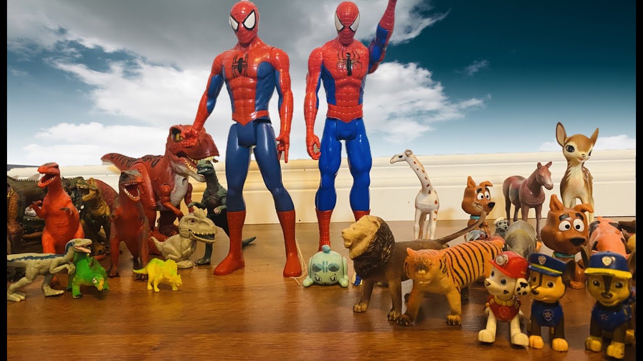 SPIDERMAN Rescue | Dinosaurs vs Animals | Superhero oddly video #spiderman #dinosaur #animals#rescue