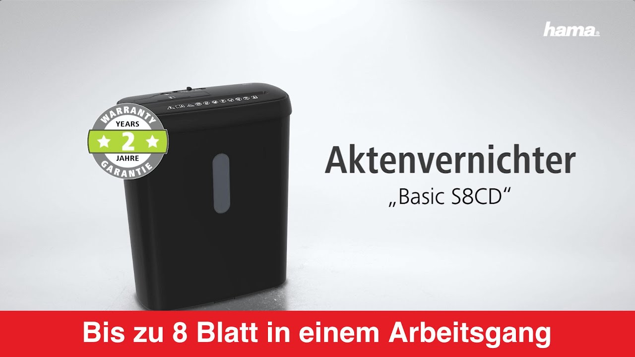 hama Aktenvernichter Basic S8CD mit Streifenschnitt