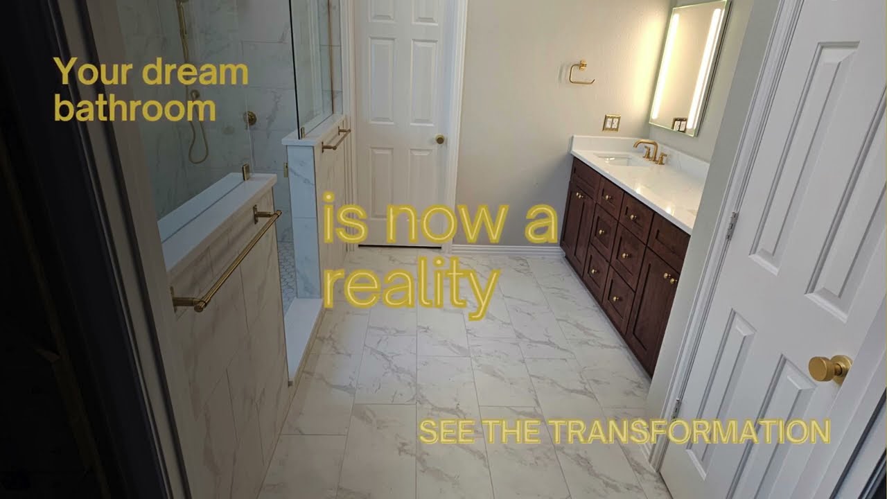 Elegant Gold Finished Master Bathroom