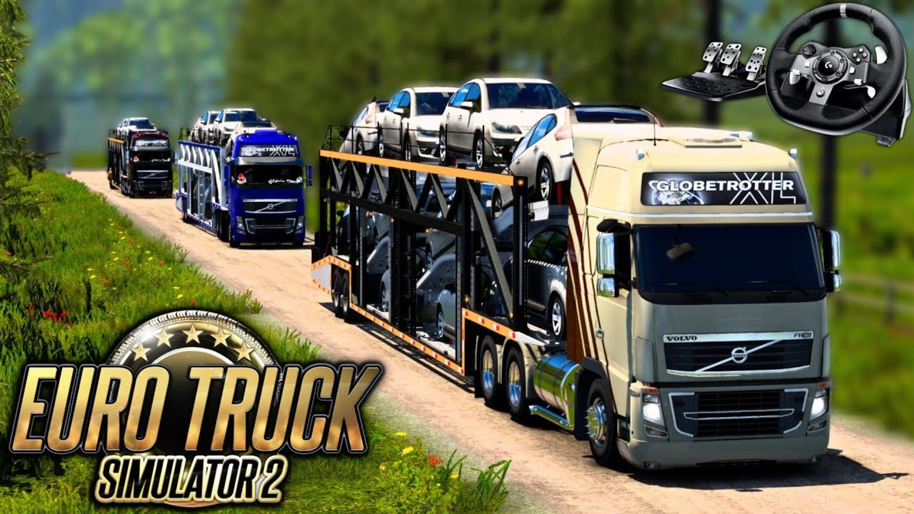 COMBOIO COM QUATRO CARRETAS CEGONHA CHEIAS DE CARROS! - EURO TRUCK SIMULATOR 2 + G920