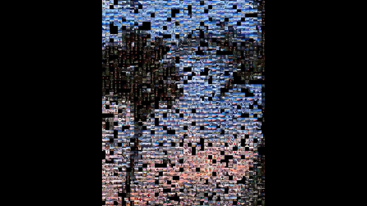 Photo Mosaic of a Sunset Through Palm Trees in Hawaii