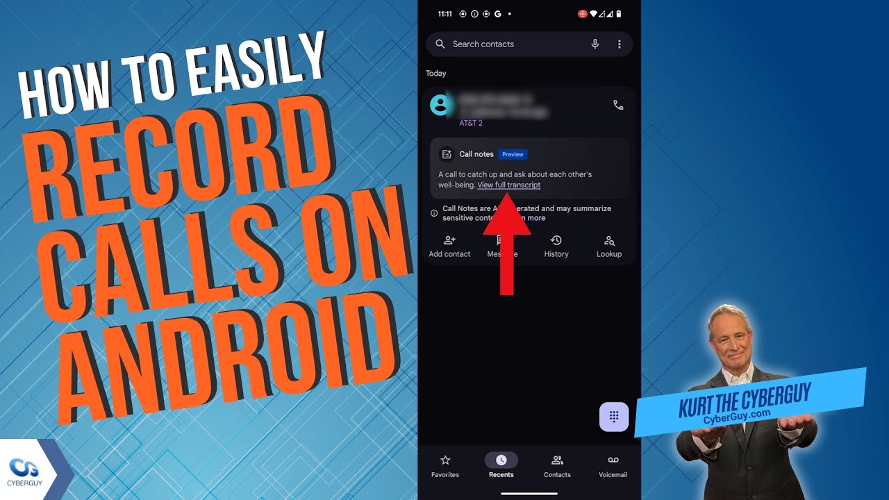How to easily record phone calls on your Android | Kurt the CyberGuy