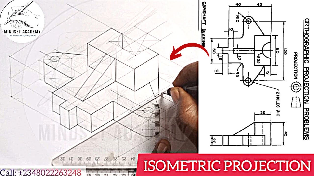 How to transform Orthographic Into Isometric Projection Of A Given figure #Camshaft Bearing