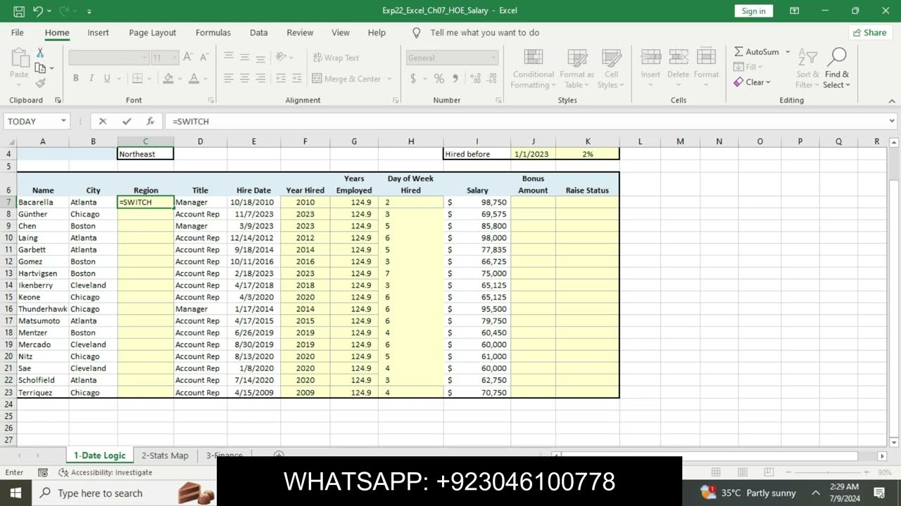 Exp22_Excel_Ch07_HOE_Salaries | Excel Chapter 7 Hands-On Exercise