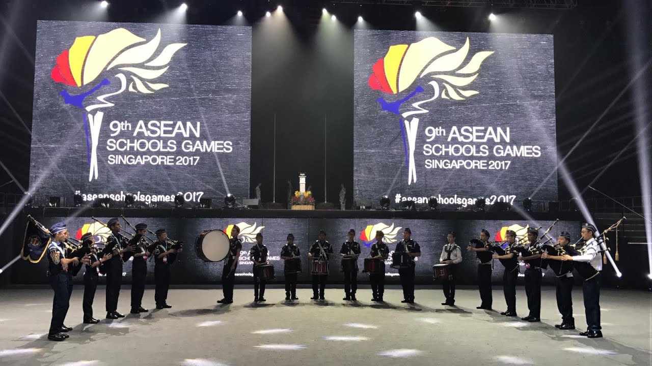 2017 ASEAN School Games Opening Ceremony performance by the 12I Boys' Brigade Bagpipe Band