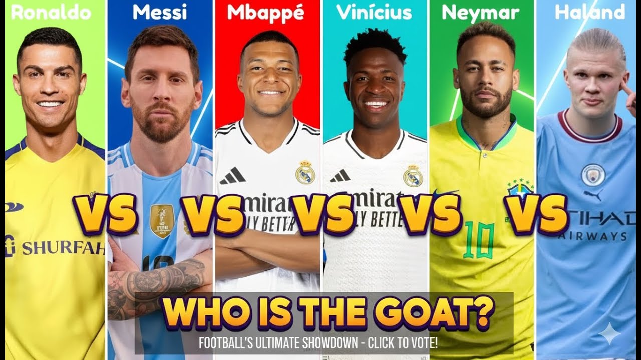 Ronaldo vs Messi vs Mbappé vs Vinícius vs Neymar vs Haaland – The Ultimate Football Comparison 2026