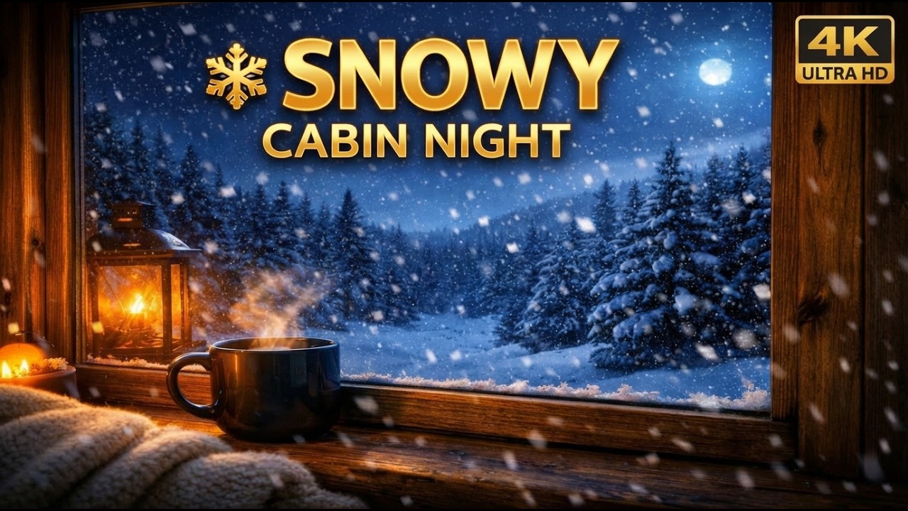 Snowy Night Forest Ambience ❄️ Wind & Winter Sounds for Sleep | 8 Hours Relaxing Nature