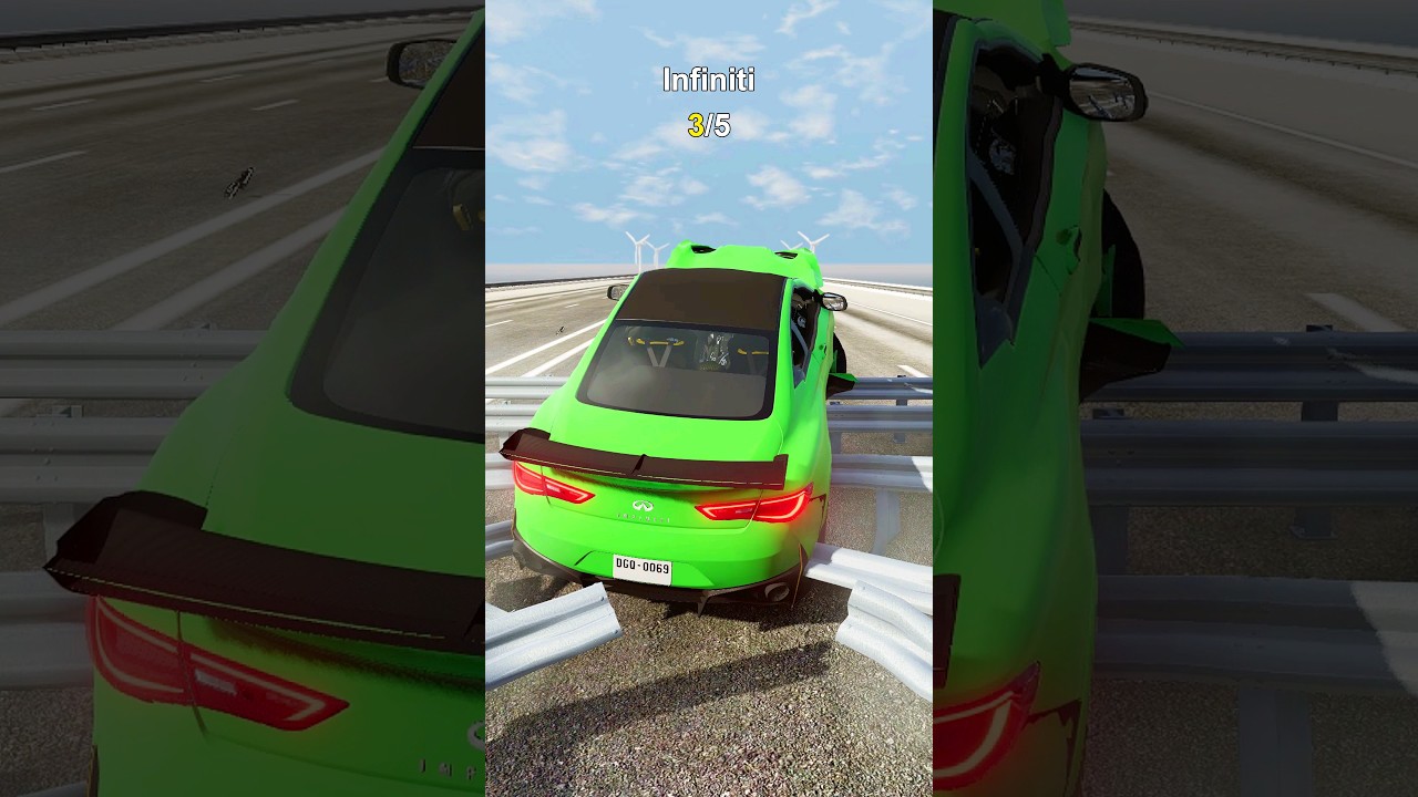 Cars vs Five Guardrails 😅 #beamngdrive #shorts | BeamNG.Drive