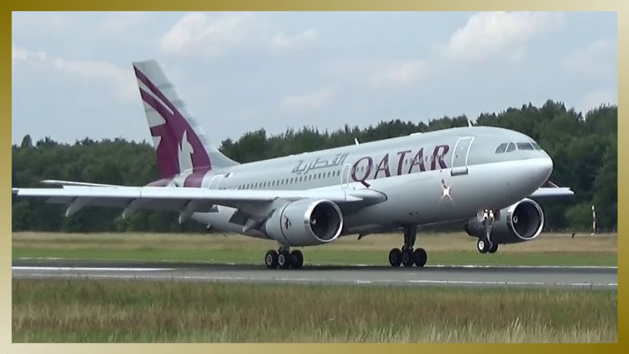 Qatar Amiri Flight VIP Airbus A310 landing at Hamburg Airport