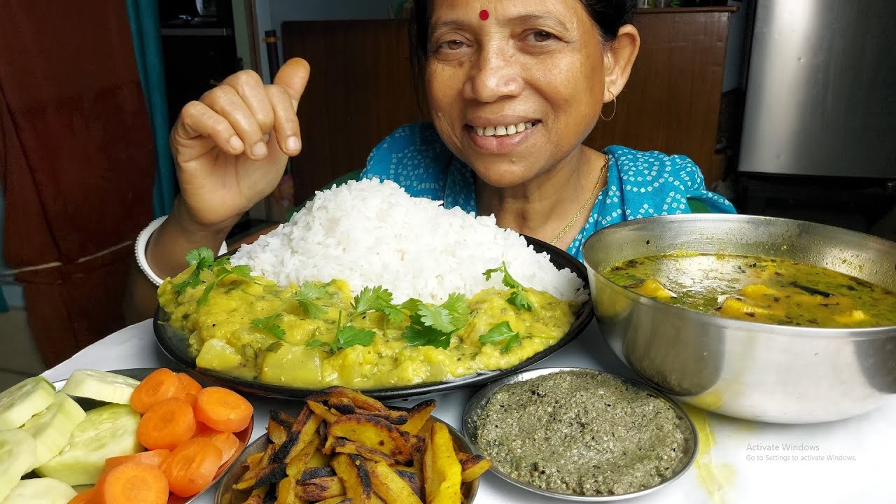 Healthy Food Recipe Big Potato with rice Mukbang