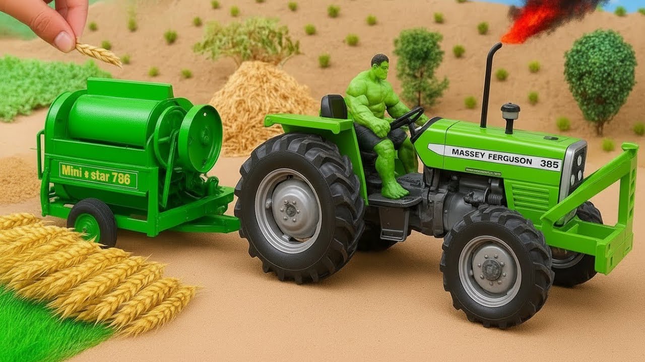 top most creative science projects | mini tractor is threshing wheat by thresher machine |