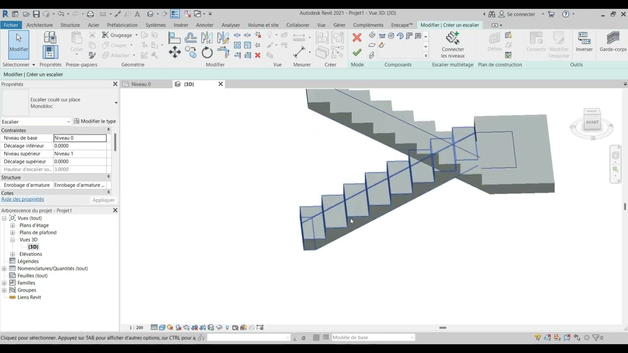10. Dessiner un Escalier droit dans Revit