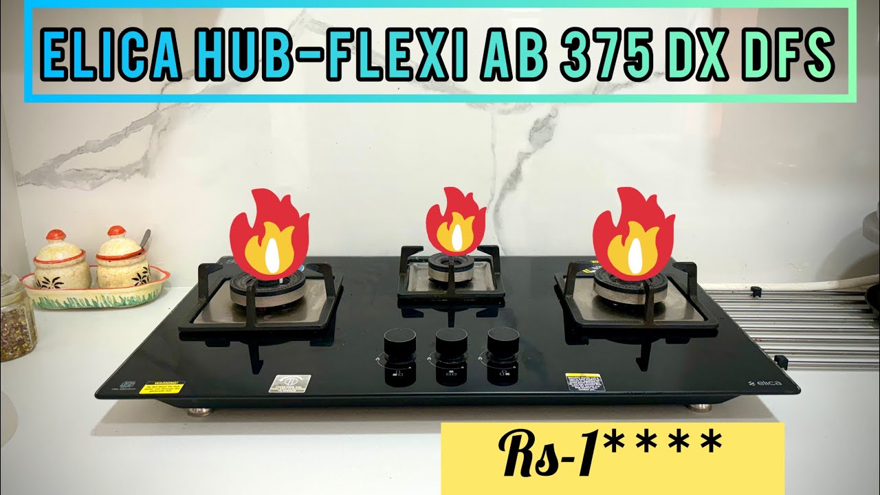 Elica 3 Burner Hob | Auto Ignition with Direct Flame Aluminum Brass Burner | IND FLEXI AB 375 DX DFS