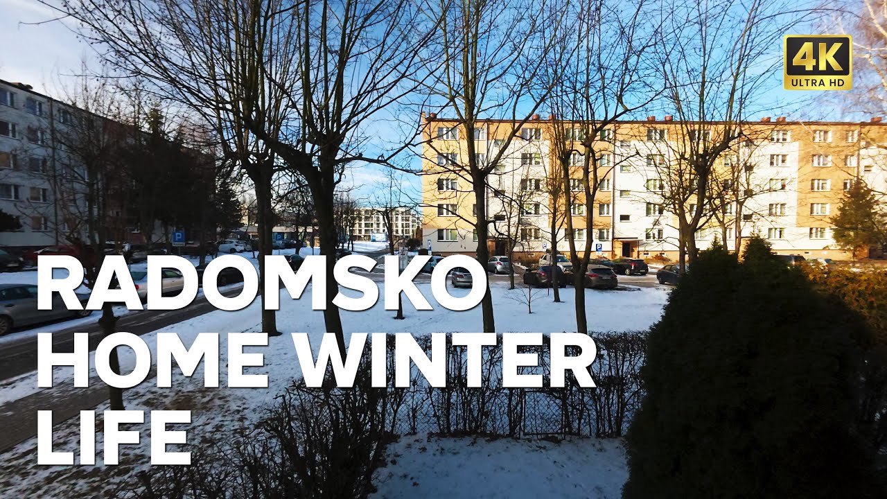 Radomsko Suburb Winter Ambience: Cars, Birds, Life Sounds 4K | The Unrushed Traveller