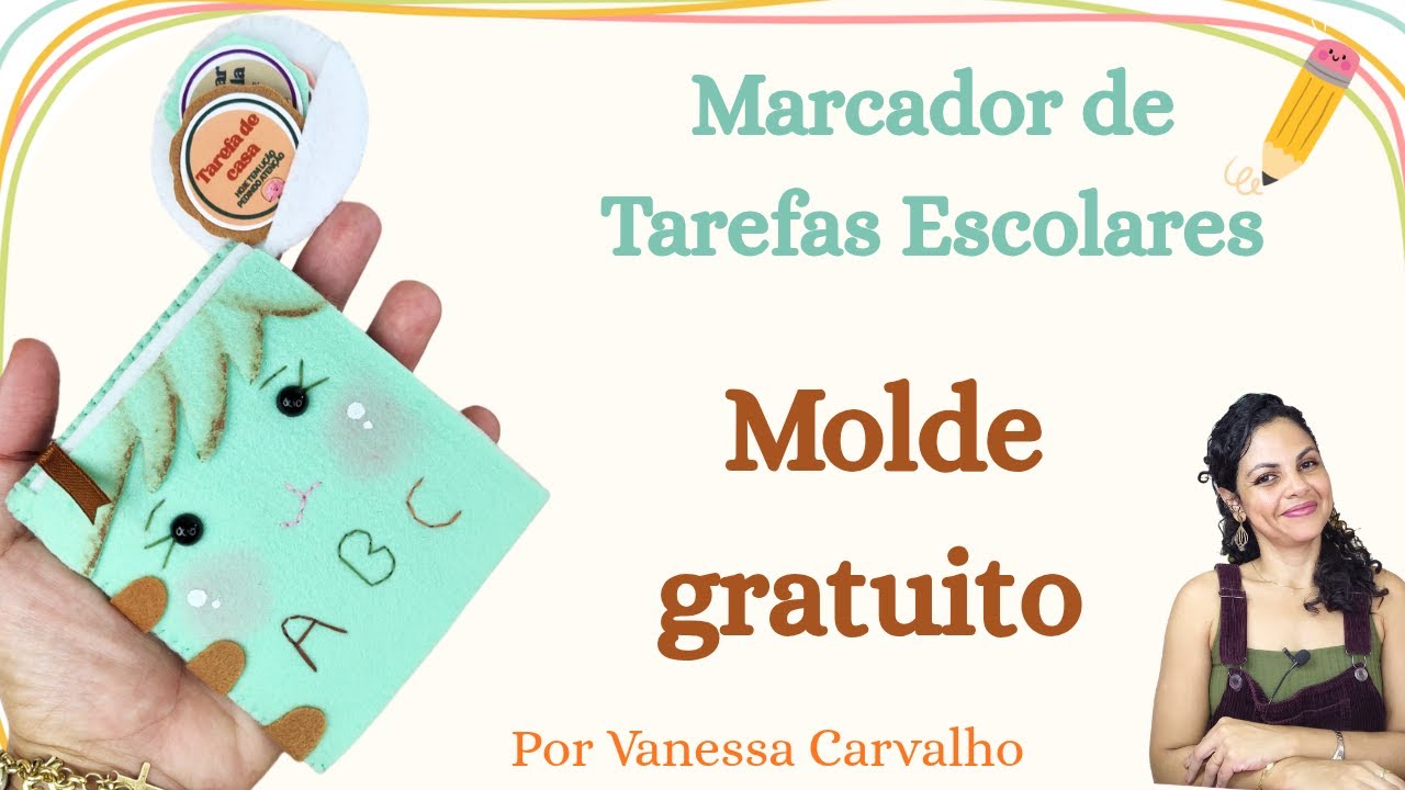 MOLDE GRATUITO Livro 2D em feltro - marcador de tarefas escolares