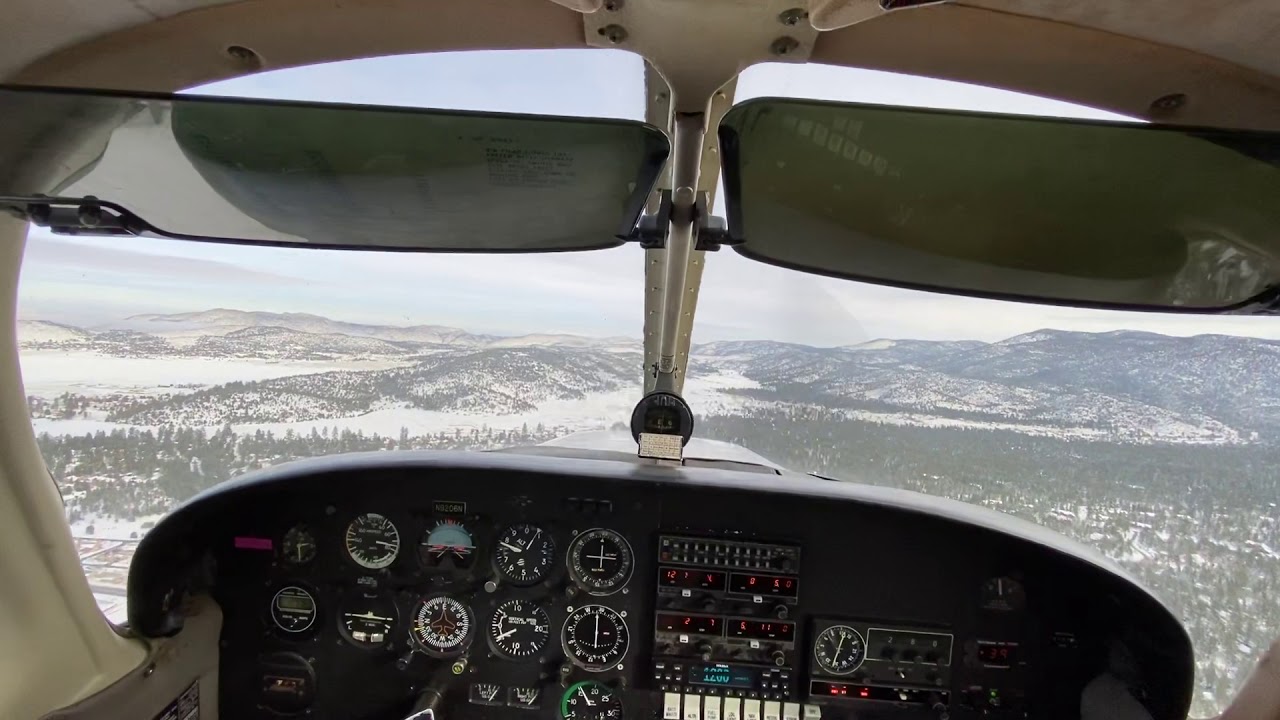 Cockpit Landing Big Bear City Airport, WINTER WONDERLAND!
