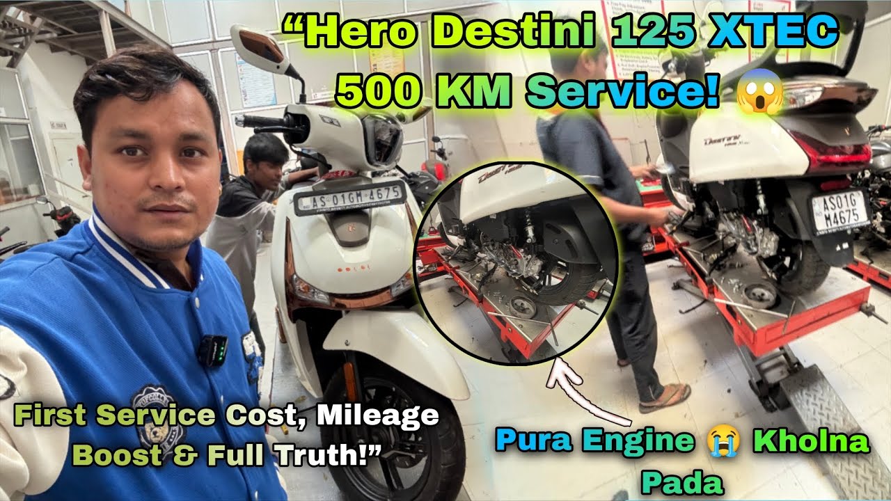 “Hero Destini 125 XTEC 500 KM Service! 😱 First Service Cost, Mileage Boost & Full Truth!”