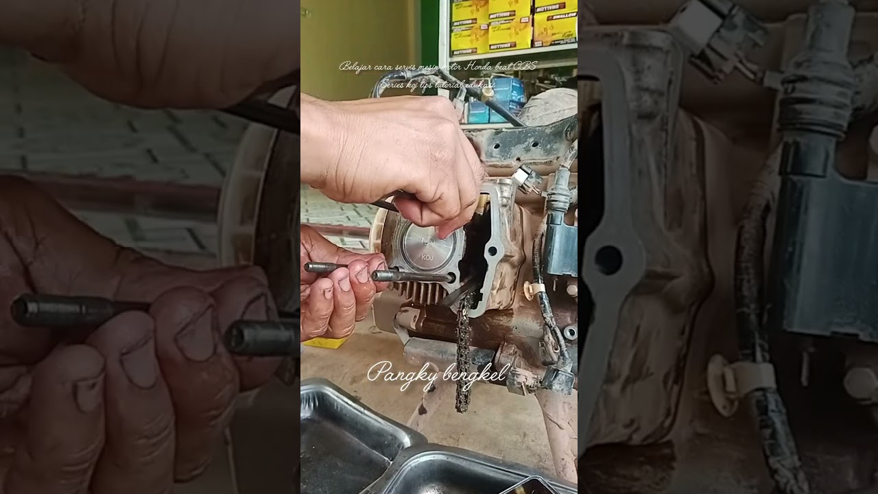 Cara bongkar pasang mesin motor Honda beat CBS series koj penyebab ngasap kasar #tips #tutorial 