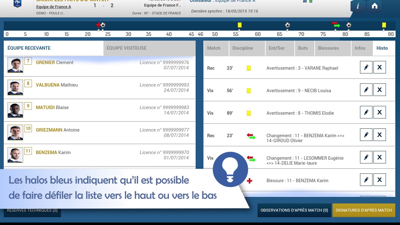 Feuille de Match Informatisée : après la rencontre