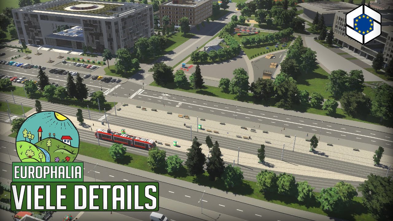 Detaillierte Straßenbahn Haltestelle am Rathaus in Cities Skylines 2! | Europhalia 68