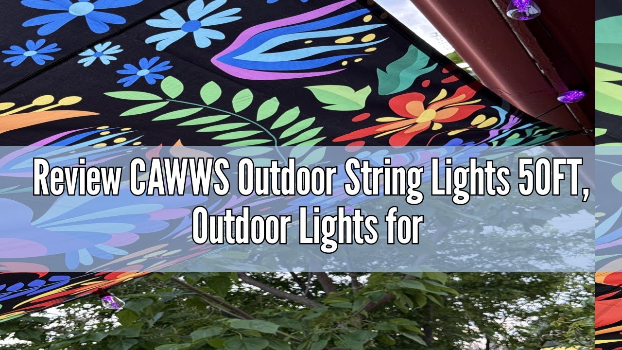 Review CAWWS Outdoor String Lights 50FT, Outdoor Lights for Patio with 20 Dimmable RGBW LED Bulbs