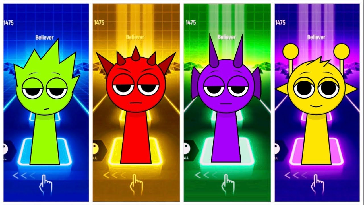 Incredible Sprunki Battle🔥Simon🆚Raddy🆚Durple🆚Owackx🔥Tiles Hop #coffindance #tileshop #sprunki #viral