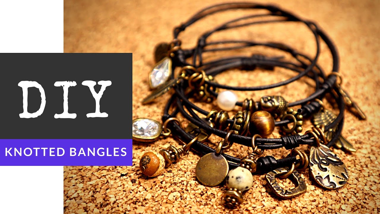 How To Make Knotted Faux Leather Beaded Charm Bangle Bracelets With The Bead Place