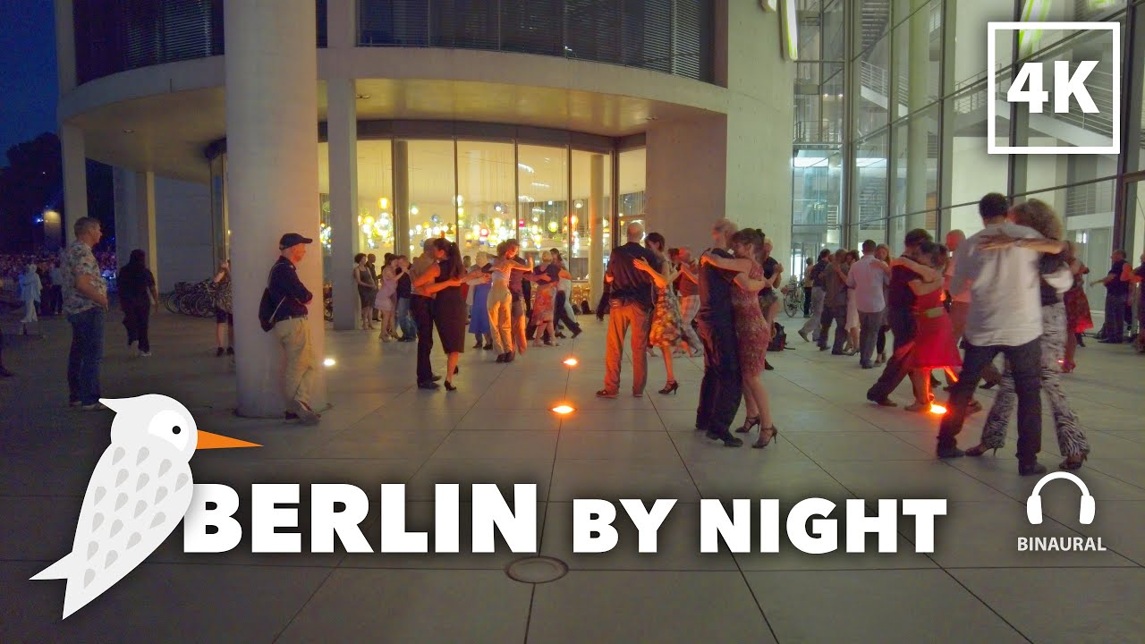Past and Present: History and Dancers in Berlin Night | 4K Binaural Audio Walking