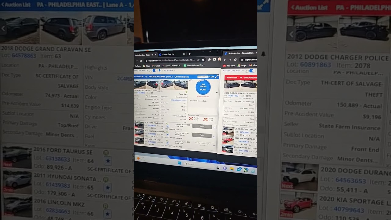 copart losing bid live