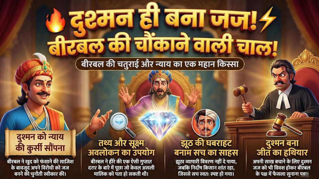 दुश्मन ही बना जज! 😱 बीरबल की ऐसी चाल कि पूरा दरबार रह गया दंग | Akbar Birbal Story