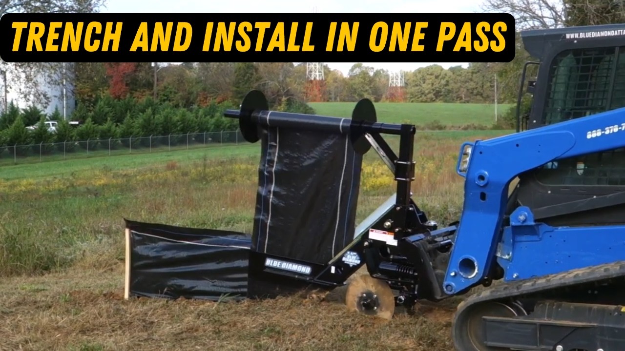 Blue Diamond Silt Fence Installer Skid Steer | One-Pass Erosion Control Demo