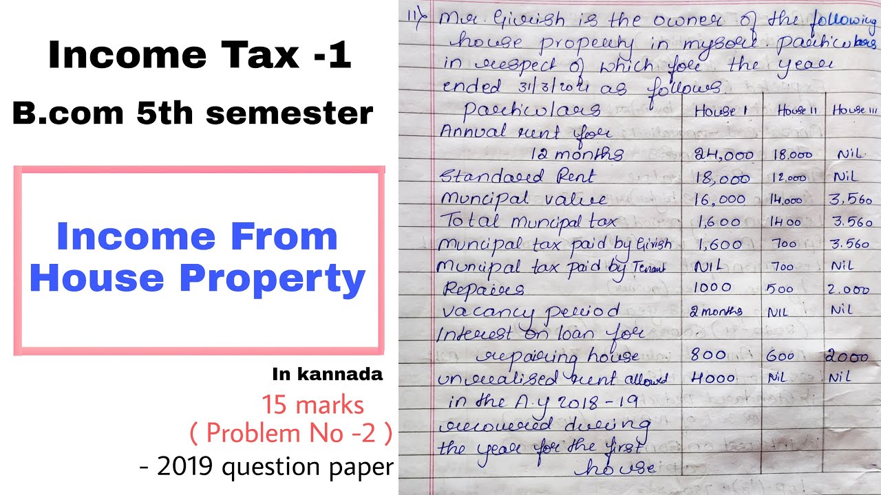 Income From House Property | in kannada | Income Tax -1 | Part 4 | B.com 5th semester