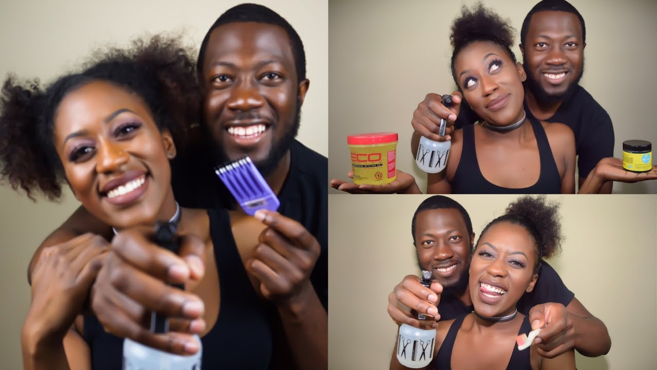 BOYFRIEND DOES MY NATURAL HAIR CHALLENGE