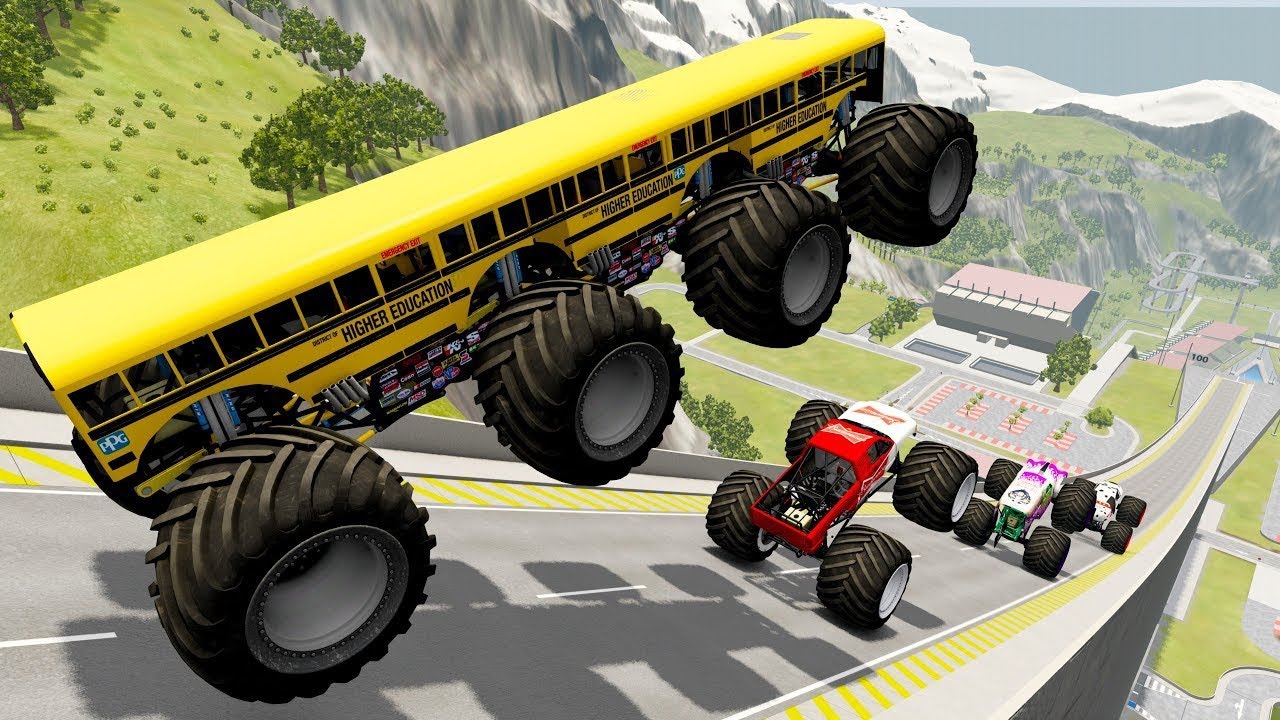Epic High Speed Monster Trucks Jumps & Crashes #80 - BeamNG Drive