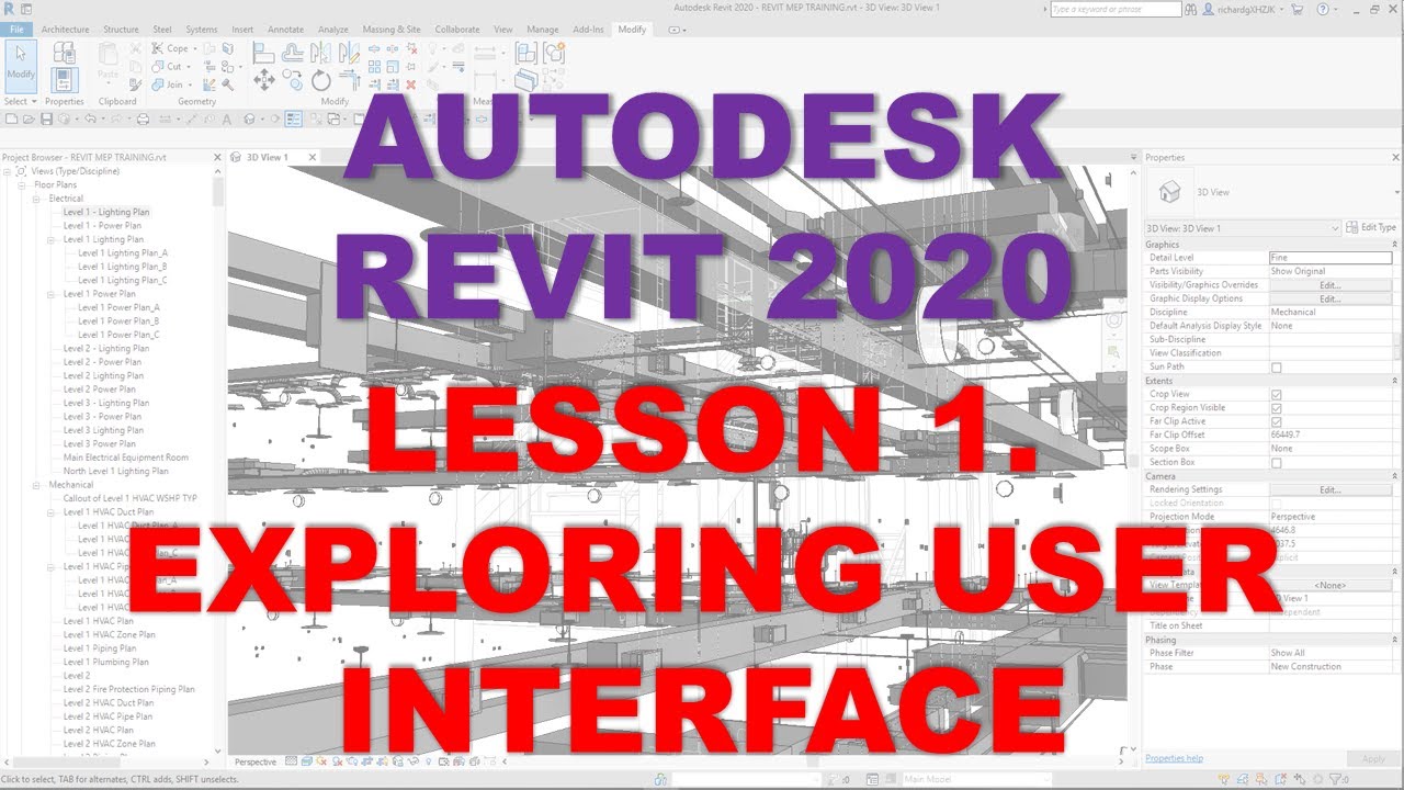 REVIT MEP 2020 - STEP BY STEP TUTORIAL 1 - EXPLORING USER INTERFACE