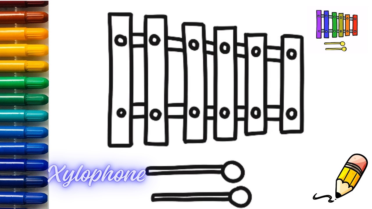 How to draw a Xylophone//drawing a xylophone with easy step by step video for beginners.