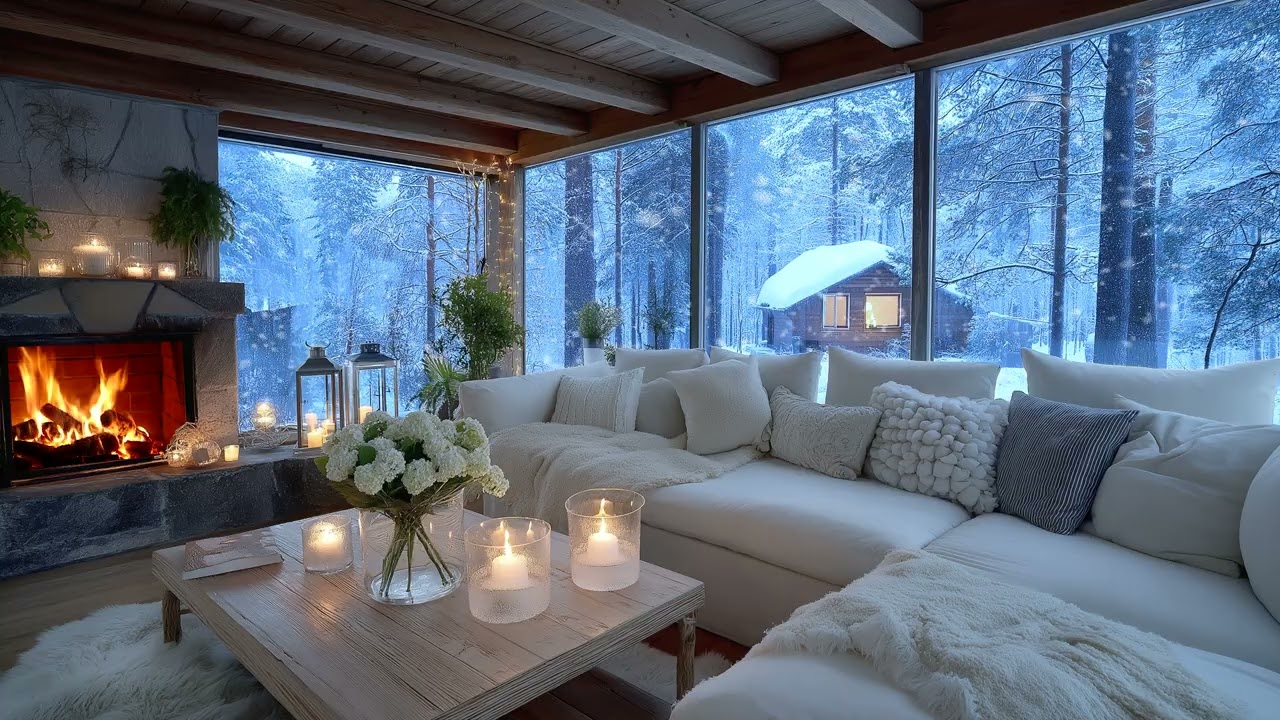 🌷🎼 Piano in the Snow | Relaxing White Lounge Ambience (4 Hours) | Perfect for Sleep, Study & Focus