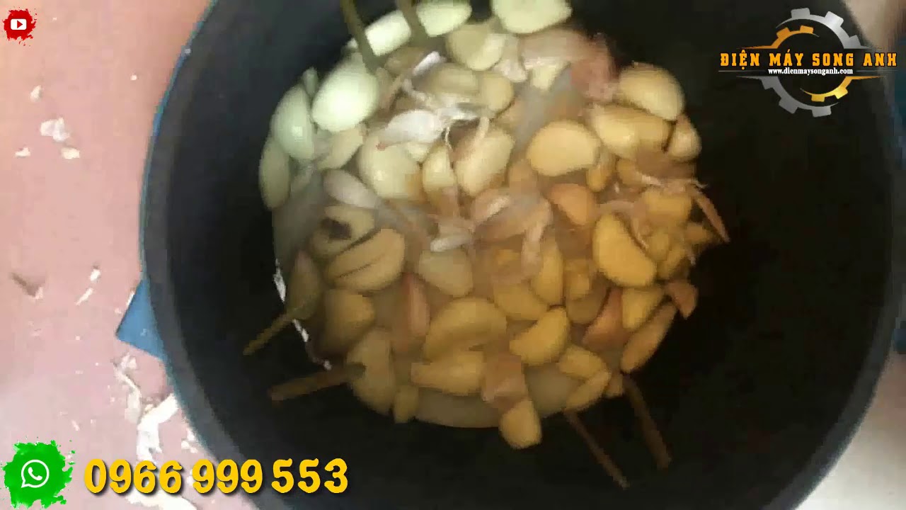 Máy bóc vỏ hành tỏi chạy điện sạch 90-95% bóc siêu nhanh