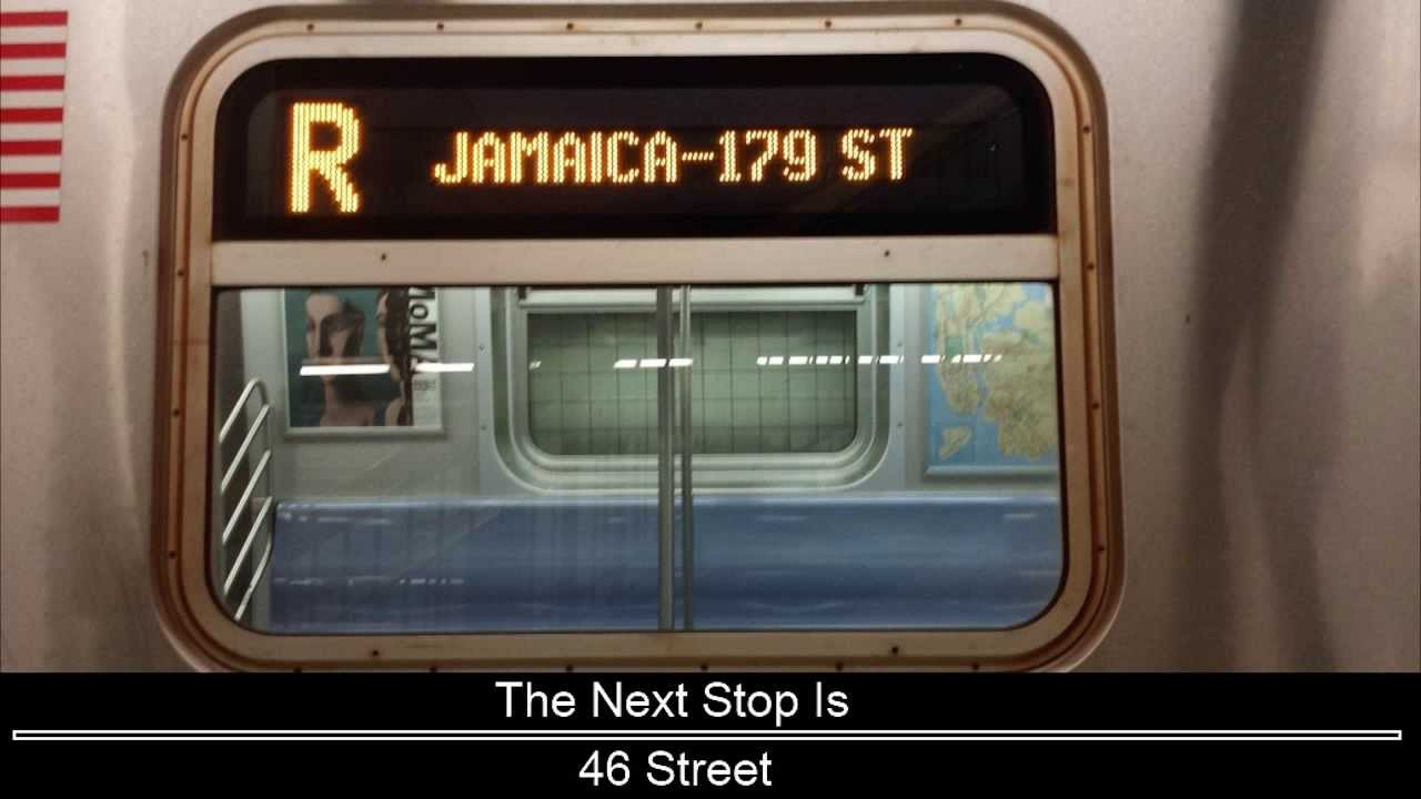 [HD] R160 R train to Jamaica - 179 St announcements [Via the F line]