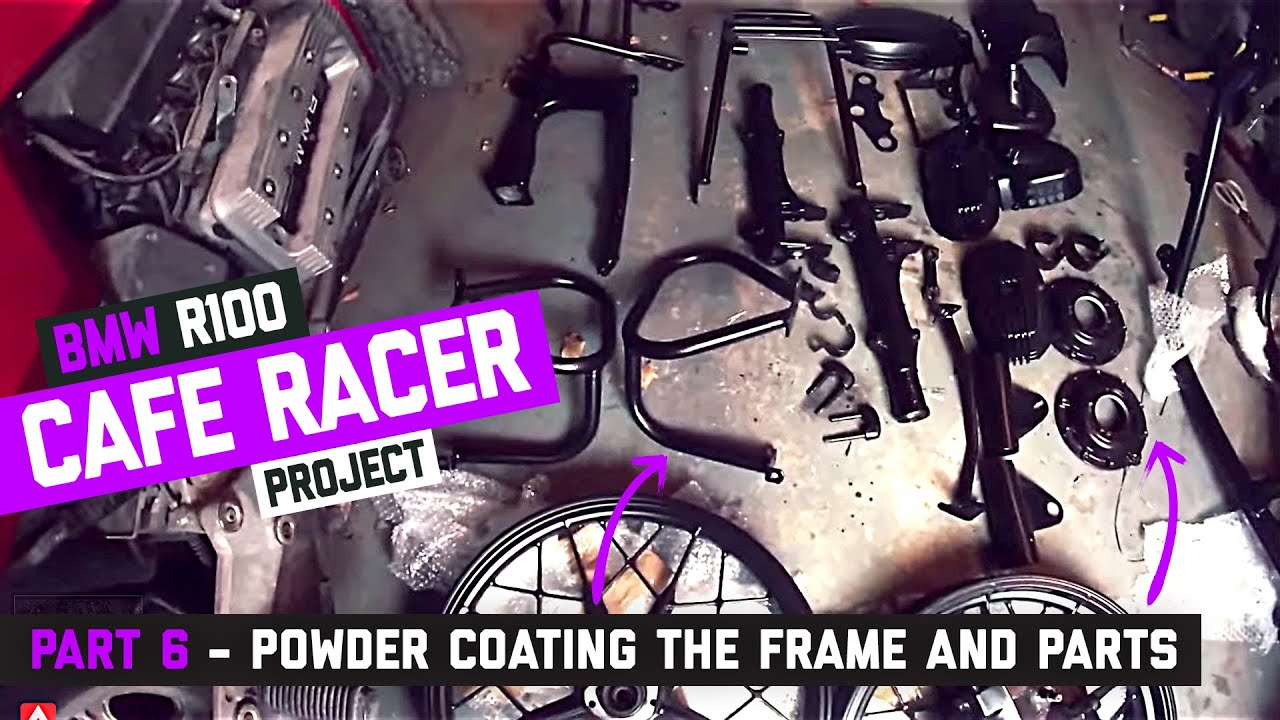 BMW R100 Cafe Racer Part 6 - Powder coating the frame and parts