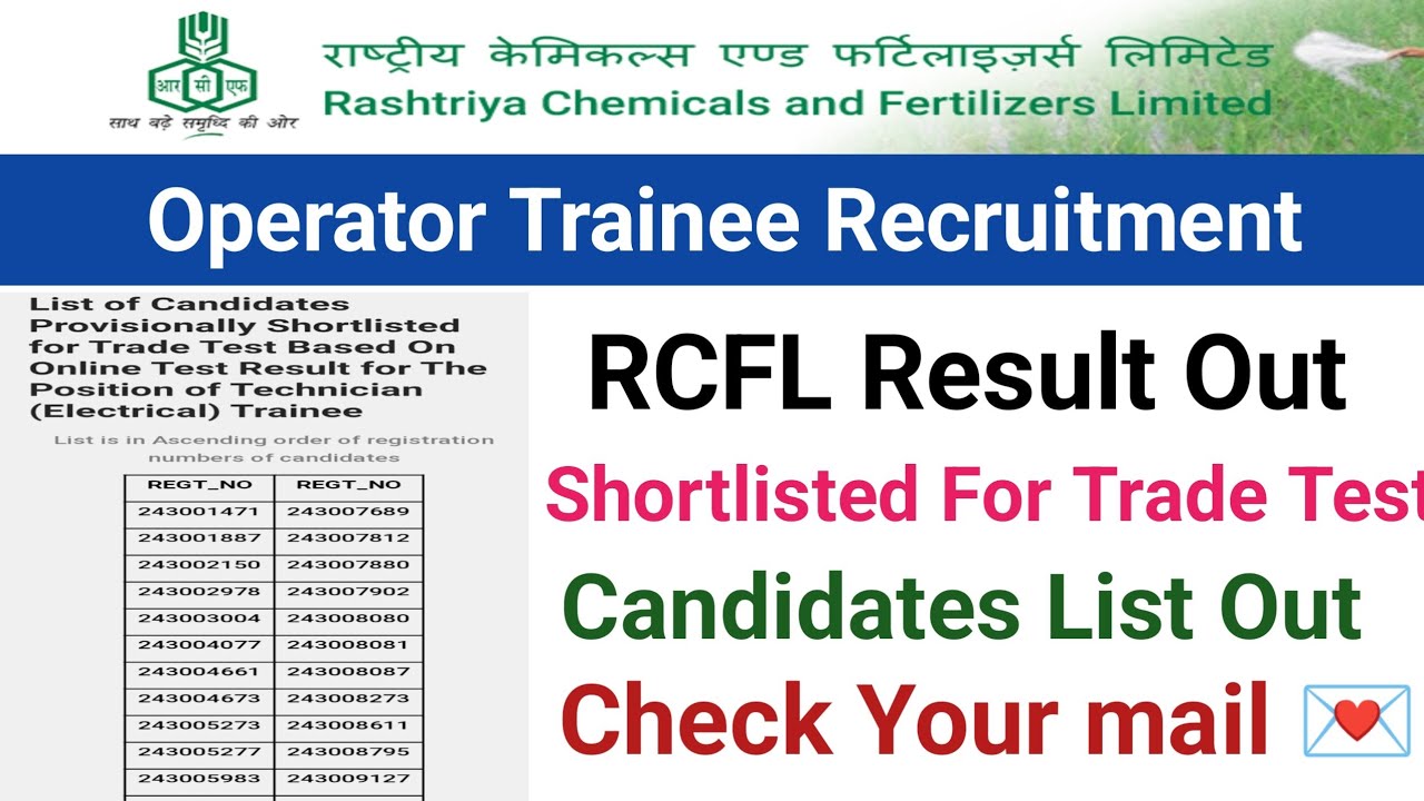 RCFL Electrical Result Out||Electrical Technician Trainee Result||RCFL Recruitment 2022||official
