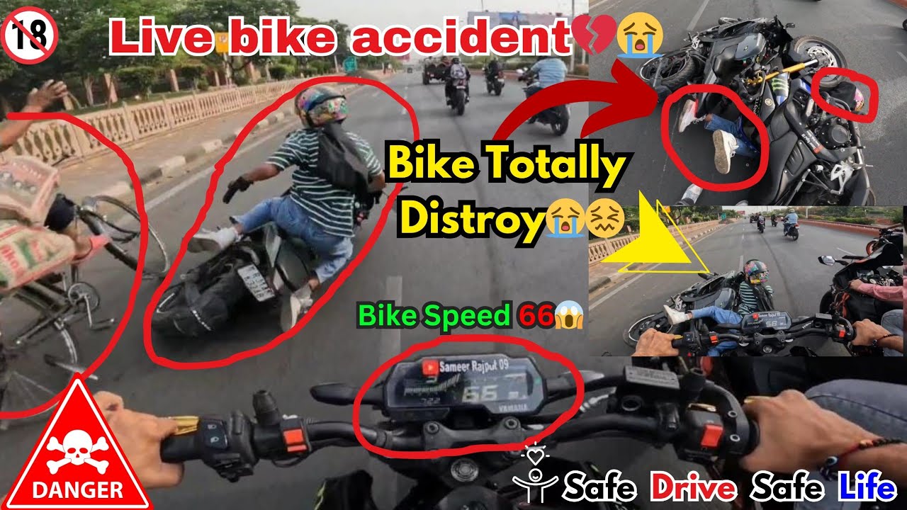 Live crash 😭 | bike totally loss 💔 | bike accident | mt 15 accident | r15 accident | big mistake 😩😭